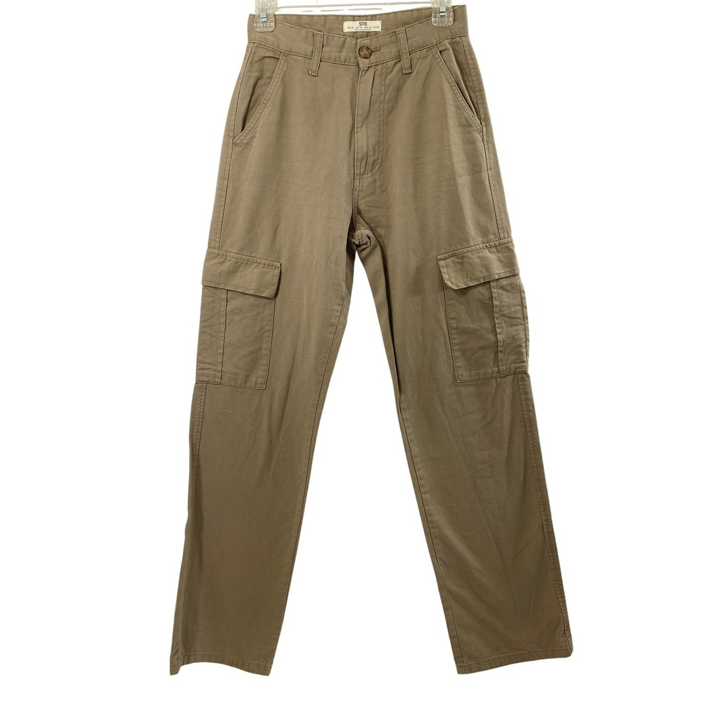 STR Cargo Pants Women 4 Tan High Rise Straight Leg Utility Gorpcore Streetwear